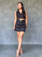 Falda cargo negra con faja