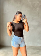 Short Jeans Azul Claro Cintura Media