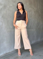 Pantalón de vestir wide leg beige