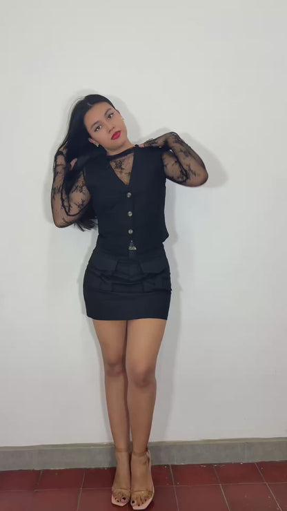 Falda cargo Rosalía negra